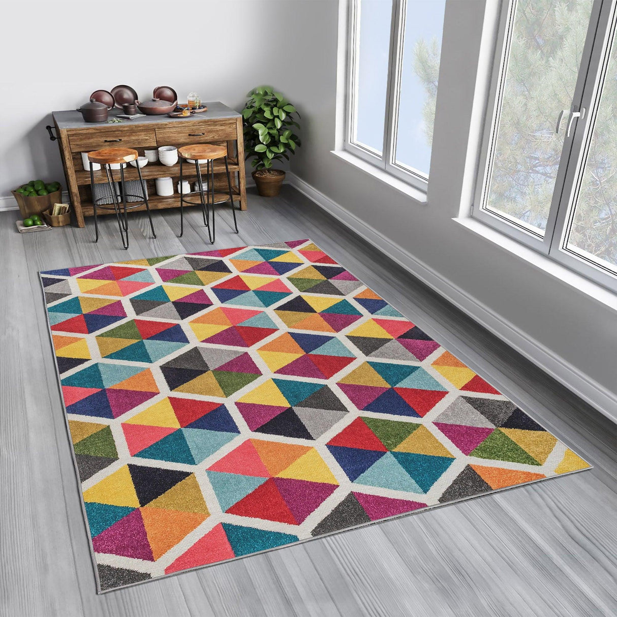 Covor Living - Hol Curcubeu, Lavabil, Antiderapant, Multicolor, 80x150 cm