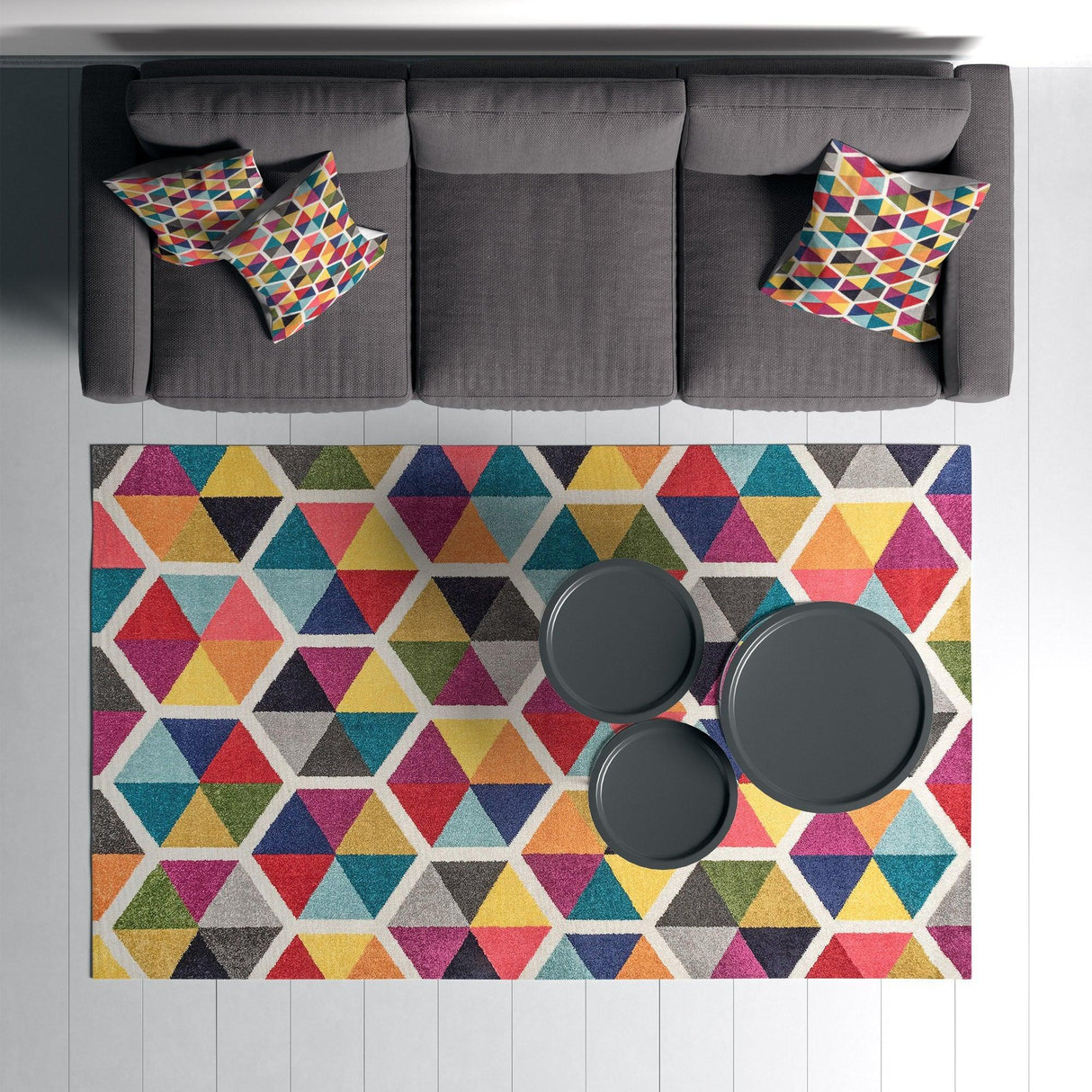 Covor Living - Hol Curcubeu, Lavabil, Antiderapant, Multicolor, 80x150 cm