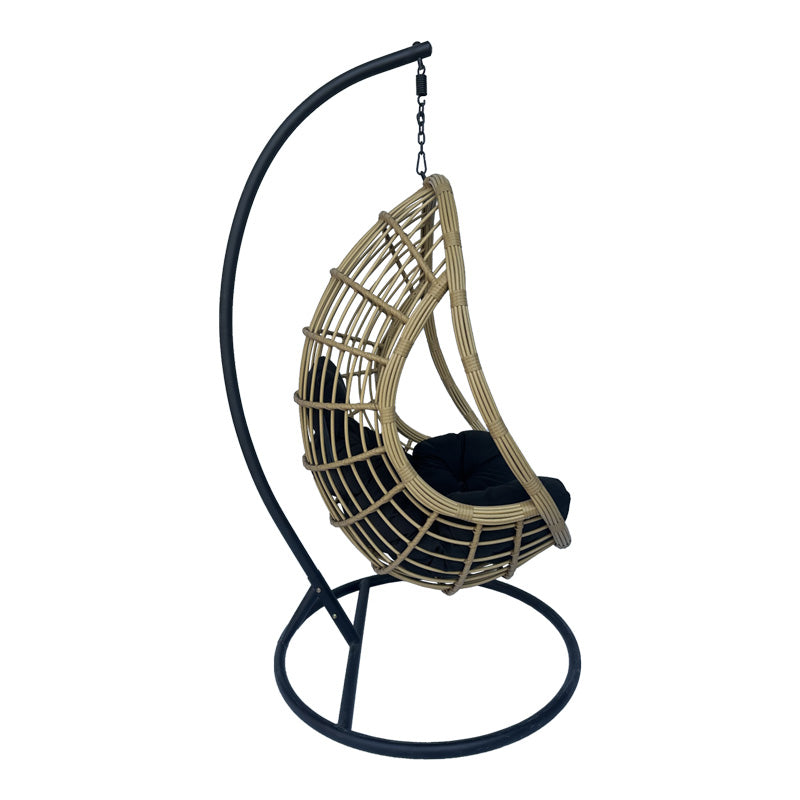 Cuib de leagan Cungo, Metal si ratan PE, 125x105x195 cm - Negru