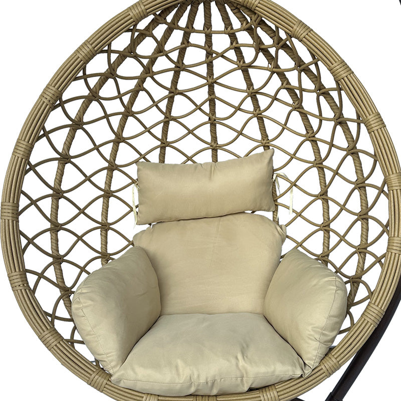 Cuib de leagan Lyere, Metal si ratan PE, 120x108x195 cm - Bej