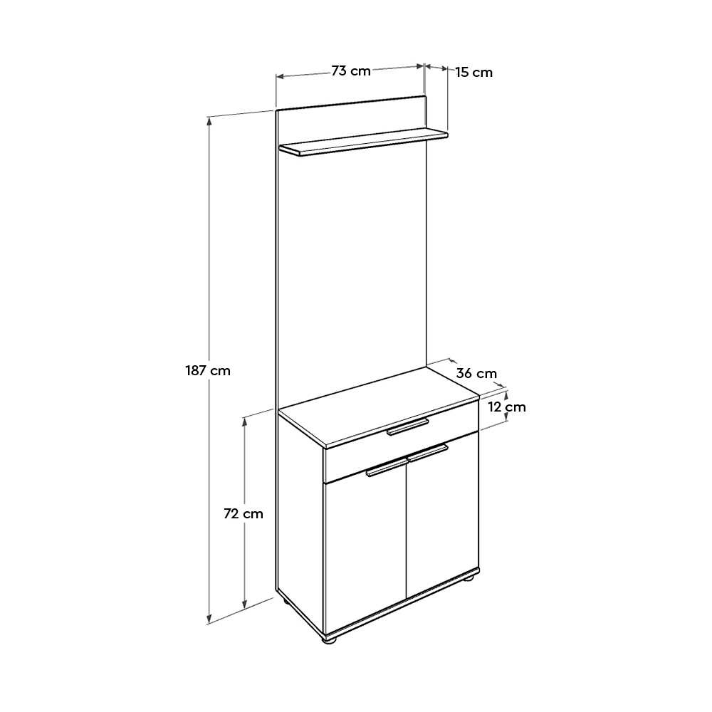 Cuier cu Pantofar PRT-521-BB-1 Home Collection® Porto Aero, cu Sertar, Alb - Natur, 73x187x36 cm - Alb | SKU: PRT-521-BB-1, PRT-521-TT-1