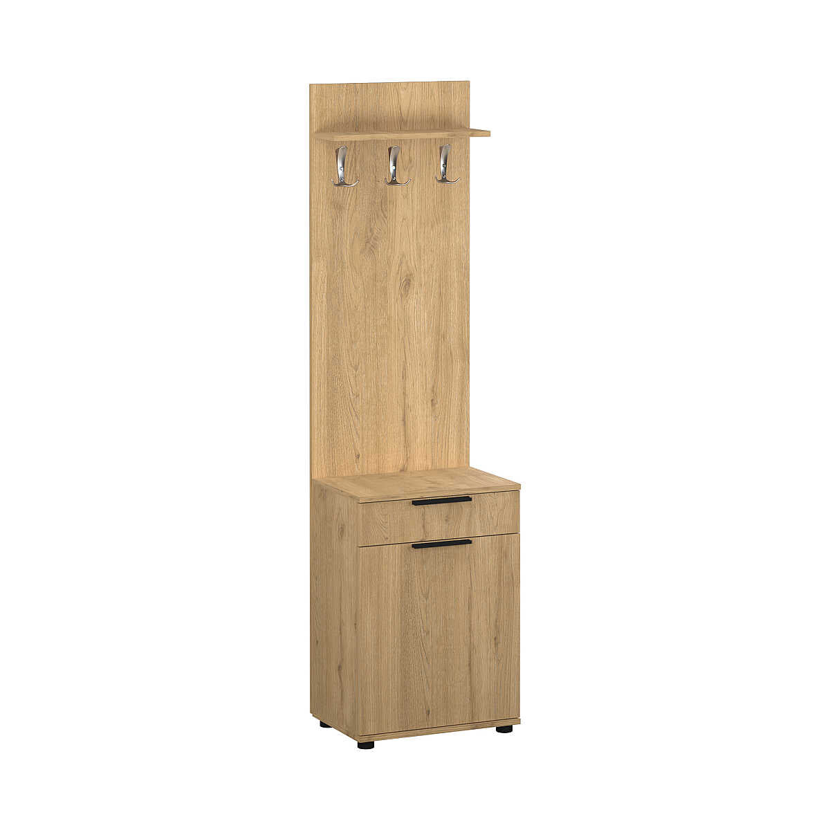 Cuier cu Pantofar PRT-511-BB-1 Home Collection® Porto Aero cu usa si sertar, Alb - Stejar, 52x187x36 cm - Stejar | SKU: PRT-511-FF-1