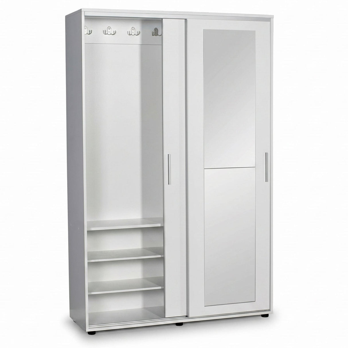 Cuier cu pantofar PRT-620-BB-3 Home Collection® Porto Maxi, 2 usi cu oglinda, 12 rafturi, capacitate 32 perechi incaltaminte, Alb - Natur, 120x187x40 cm - Alb | SKU: PRT-620-BB-3, PRT-620-TT-3