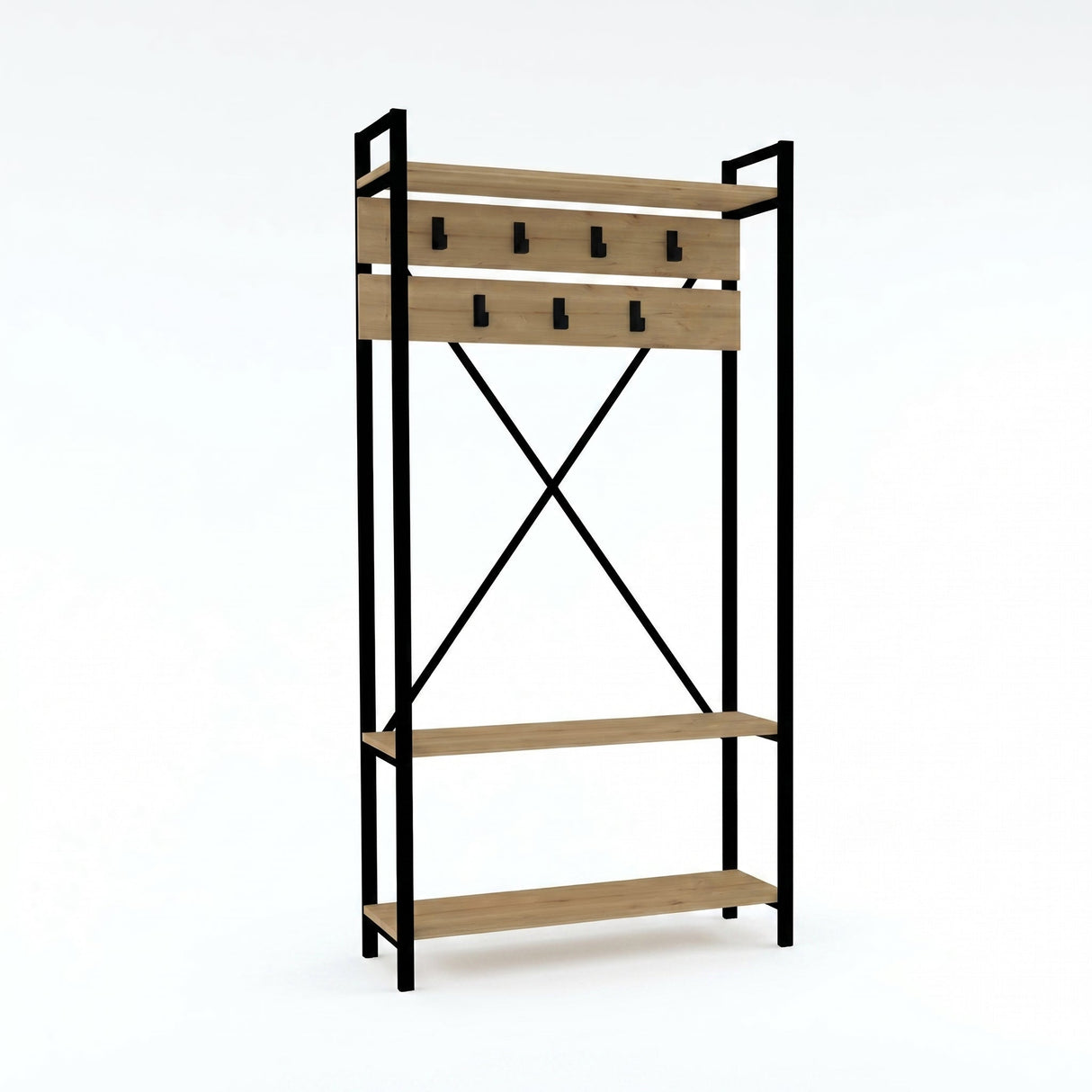 Cuier cu pantofar Alfa, Stejar, 90x180x34 cm