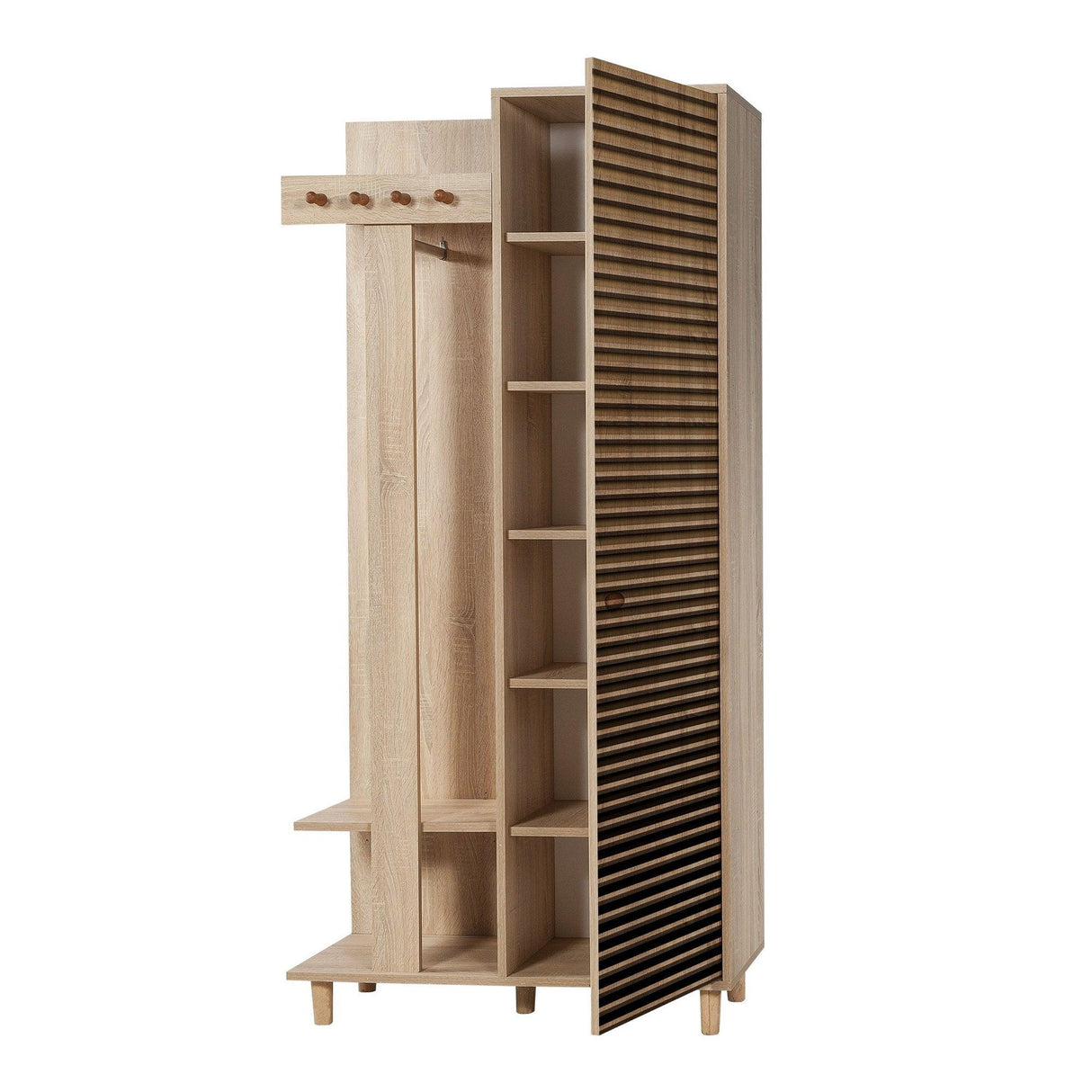 Cuier cu pantofar Garmanto 90 - 200 Hall Stand 2, Stejar Sonoma, 90x36x192 cm