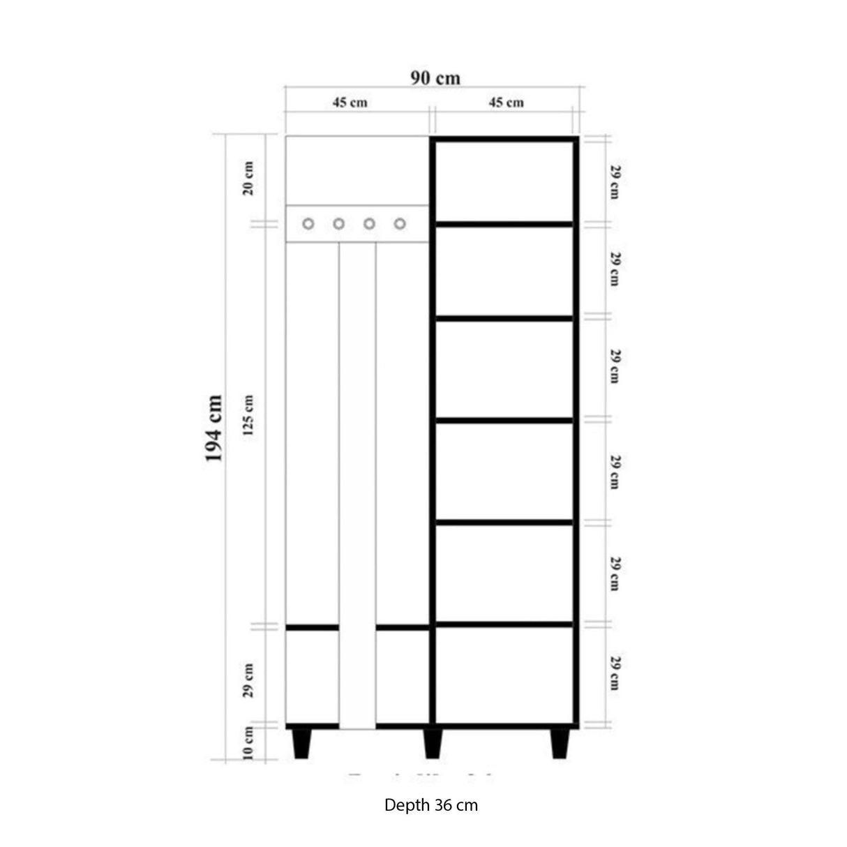 Cuier cu pantofar Garmanto 90 - 200 Hall Stand 2, Stejar Sonoma, 90x36x192 cm
