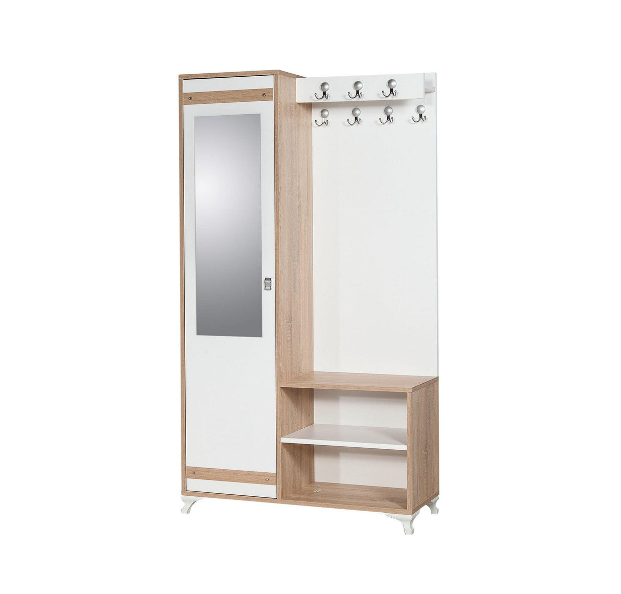 Cuier cu pantofar İNCİ-200 Hall Stand, Stejar Sonoma, 190x36x100 cm