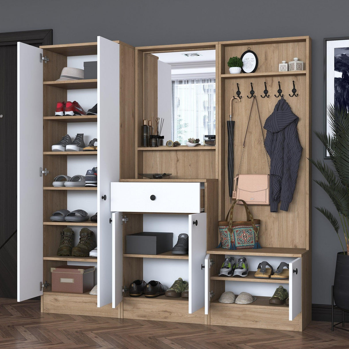 Cuier cu pantofar Mykonos-Icardi (diverse dimensiuni) - Nuc