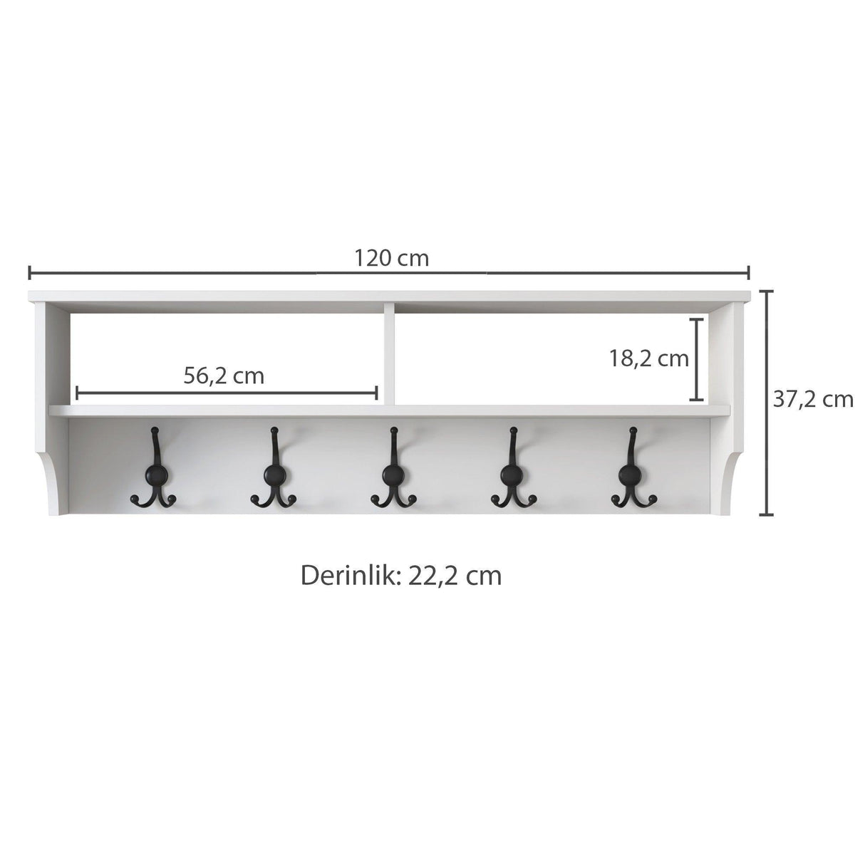 Cuier Daisy cu rafturi, Alb, 120x37x22 cm