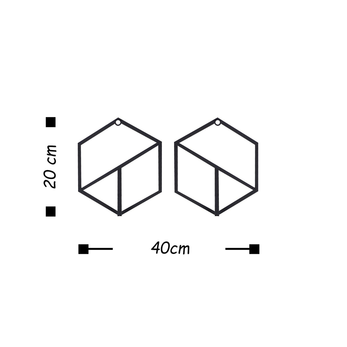 Cuier de hol metalic Geometric, Negru, 20x40 cm