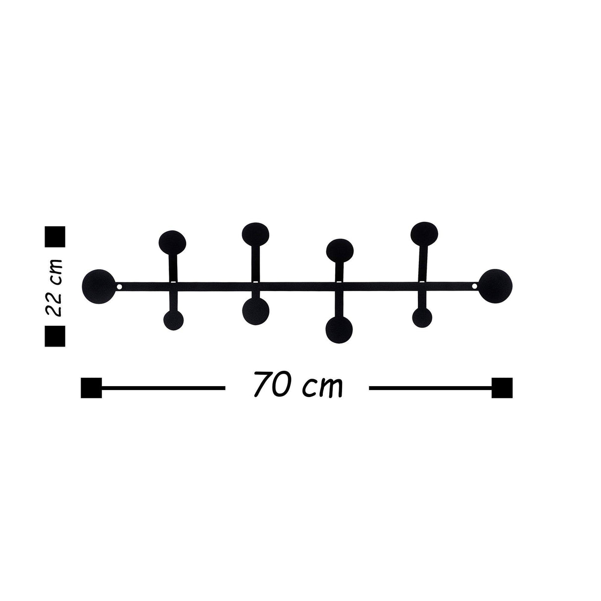 Cuier de hol metalic Rod, Negru, 22x70 cm
