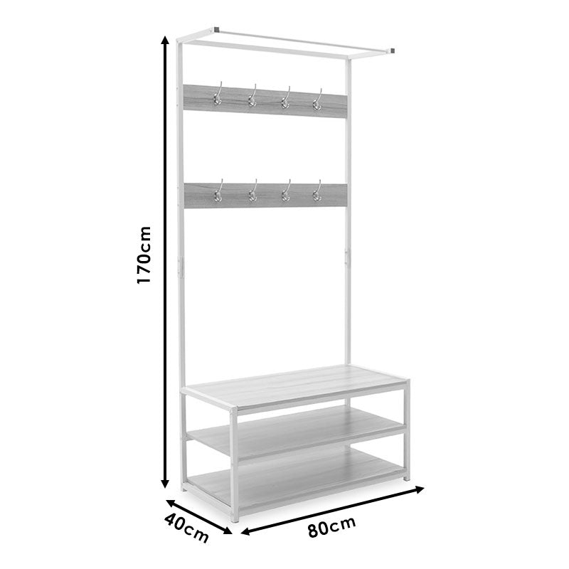 Cuier Intrare Ralph Maple, Alb, 80x40x170 cm