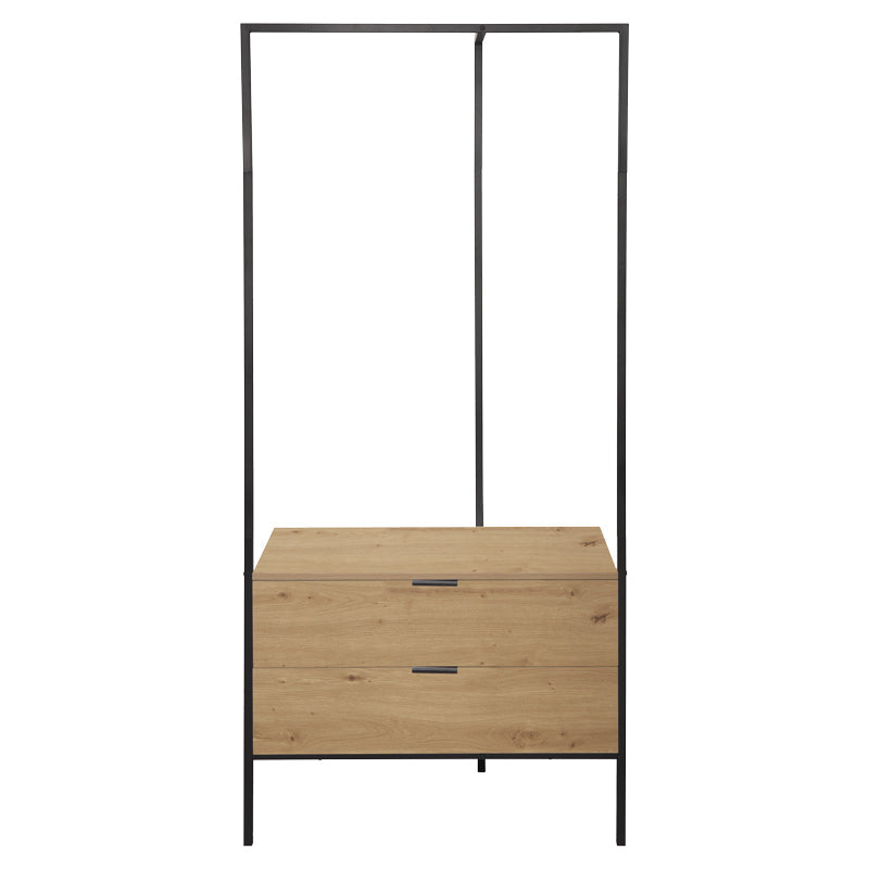 Cuier Keila Natural si metal, negru, 85x45x190 cm