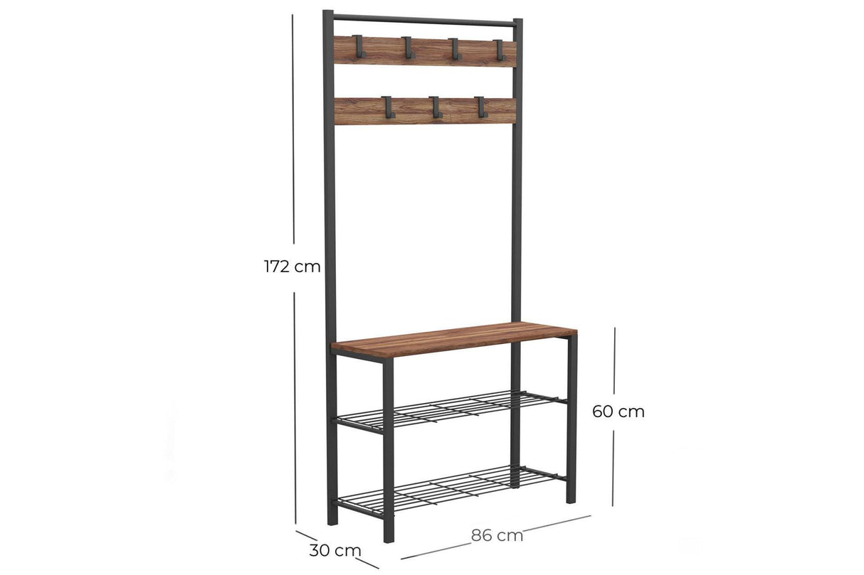 Cuier Tifo cadru metal, Negru, 86x172x30 cm