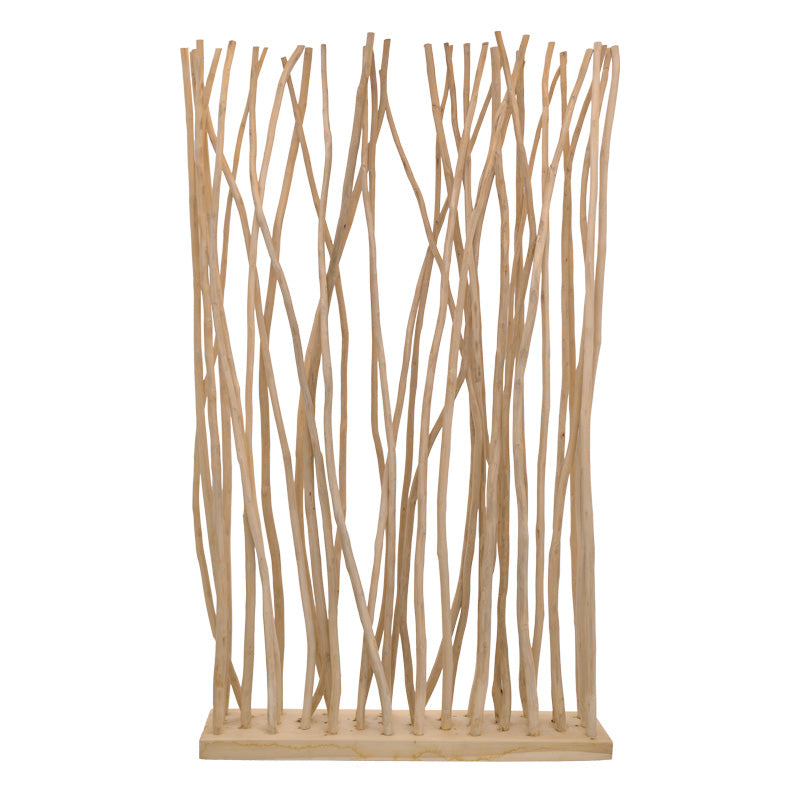 Decoratiune de perete cu etajere Barbin, Lemn Teak-Suar, Natur, 120x25x200 cm