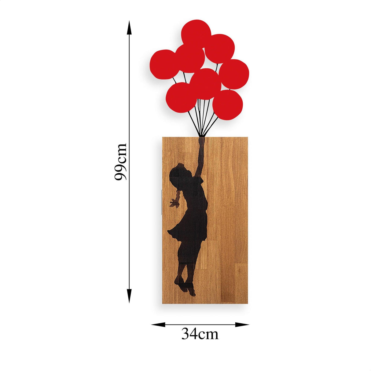 Decoratiune de perete lemn Banksy - 17, Nuc, 62x70 cm