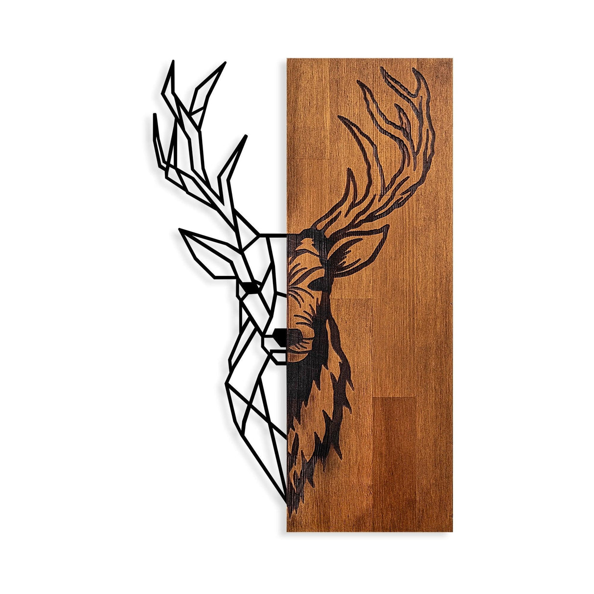 Decoratiune de perete lemn Red Deer 1, Nuc, 33x58x3 cm
