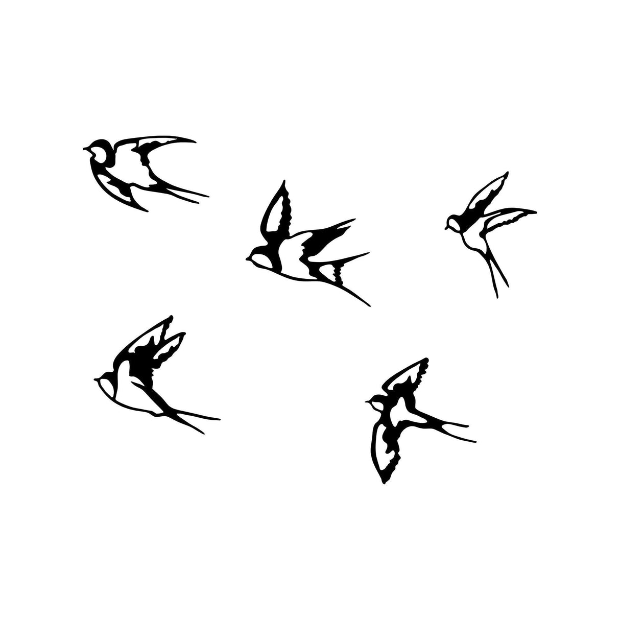 Decoratiune de perete lemn Swallows, Negru, 18x19 cm