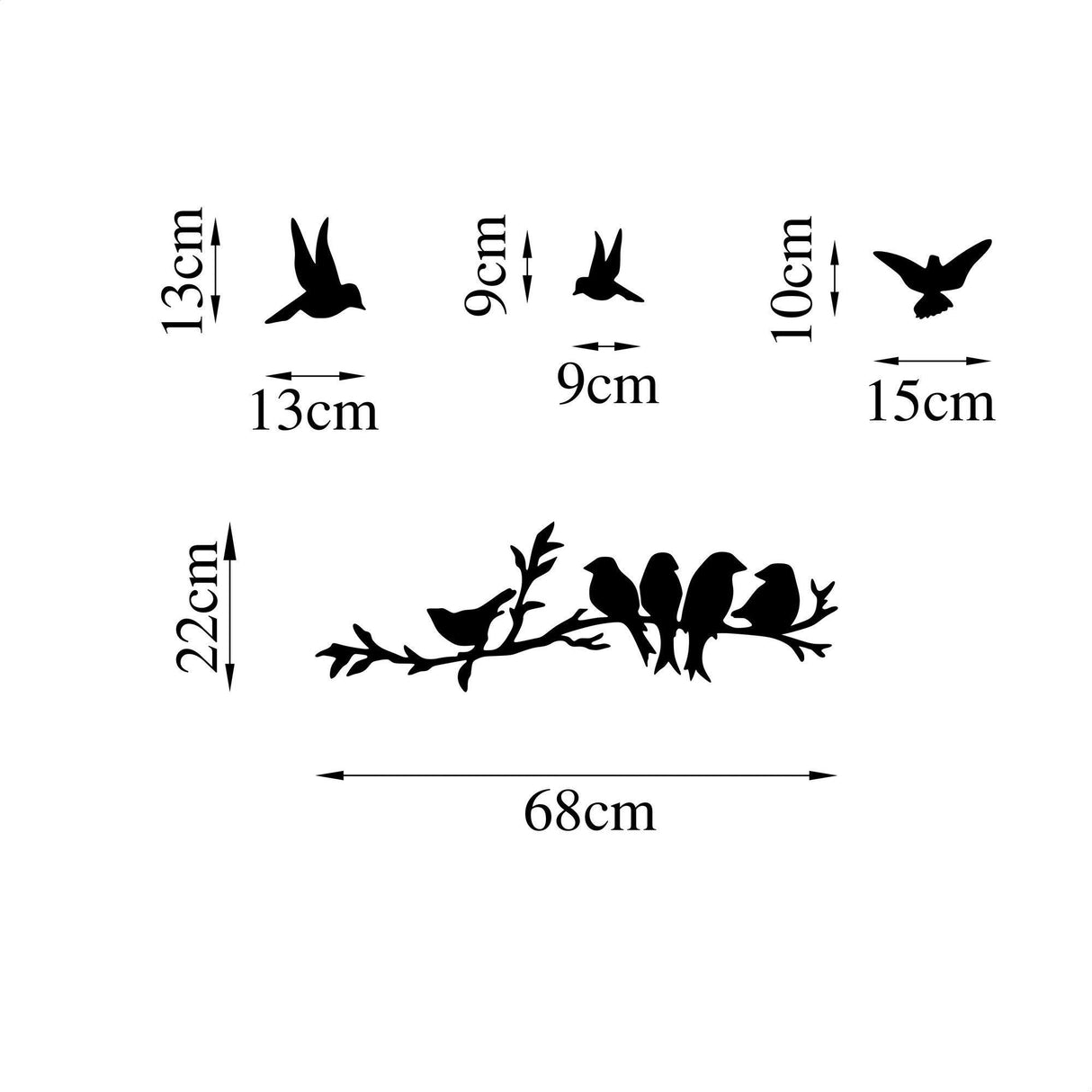 Decoratiune de perete Metal Bırd Communıty, Negru, 13x13x0.15 cm