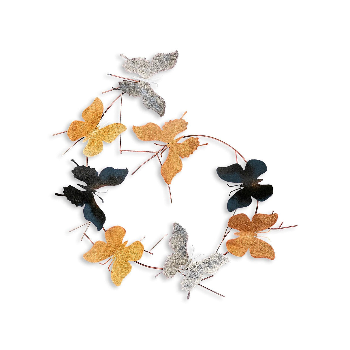 Decoratiune de perete Metal Butterflies - 2, Multicolor, 80x80 cm