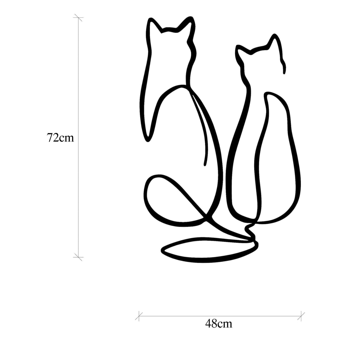 Decoratiune de perete Metal Couple Cat Love, Negru, 48x72 cm