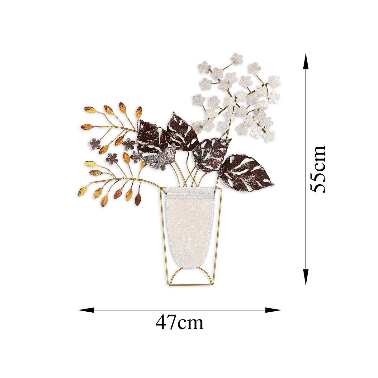 Decoratiune de perete Metal Flowers in Pots, Multicolor, 55x47 cm