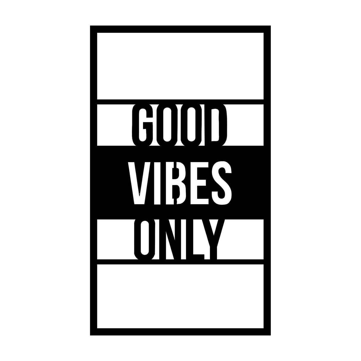 Decoratiune de perete Metal Good Vibes Only, Negru, 68x40 cm