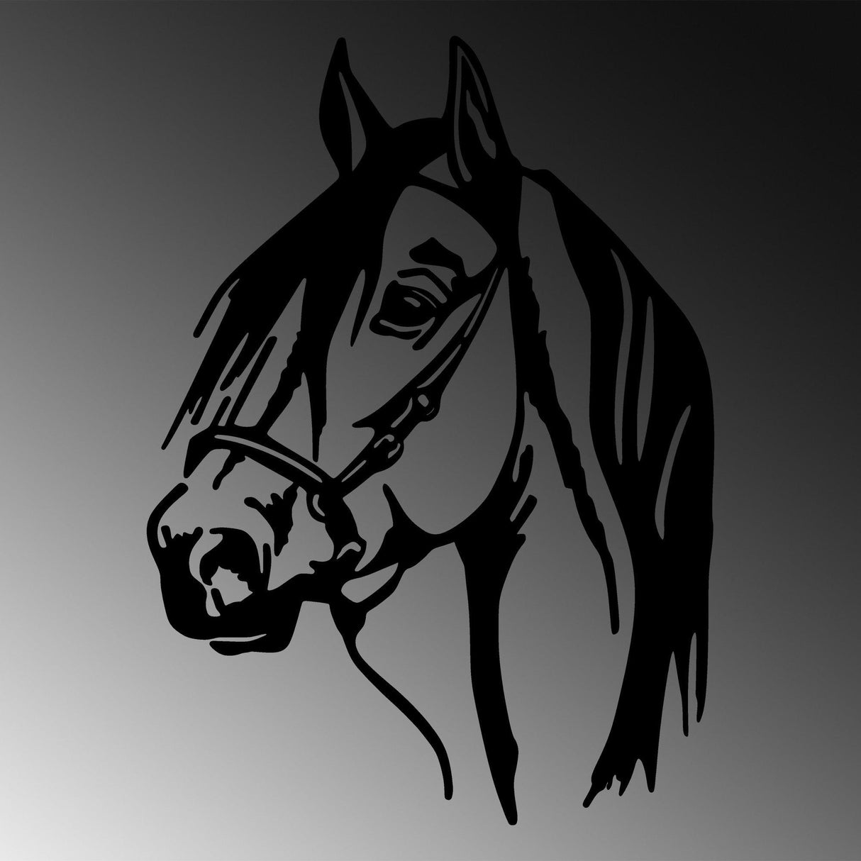 Decoratiune de perete Metal Horse Head, Negru, 55x40 cm