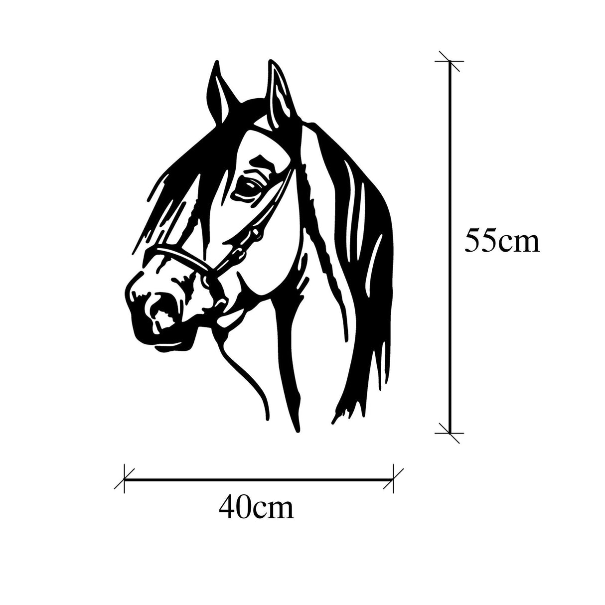 Decoratiune de perete Metal Horse Head, Negru, 55x40 cm