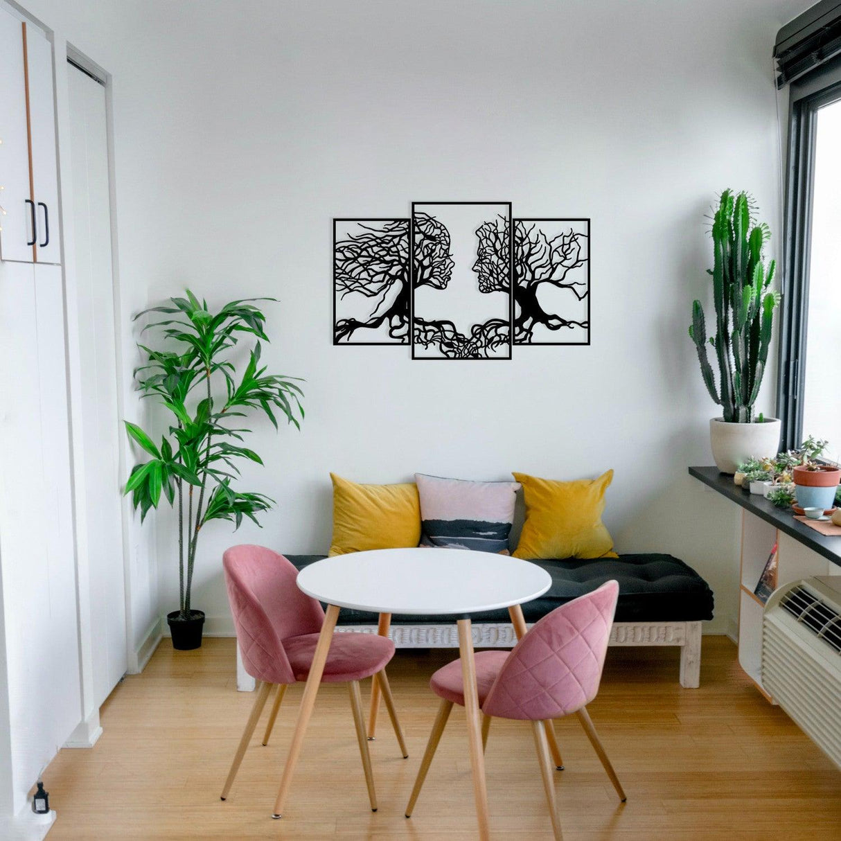 Decoratiune de perete Metal Love Tree, Negru, 71x116 cm