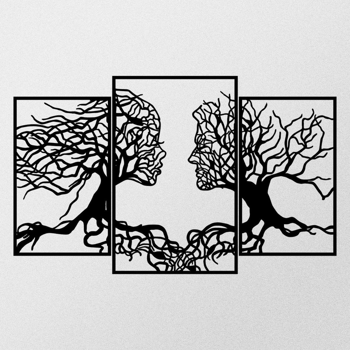 Decoratiune de perete Metal Love Tree, Negru, 71x116 cm