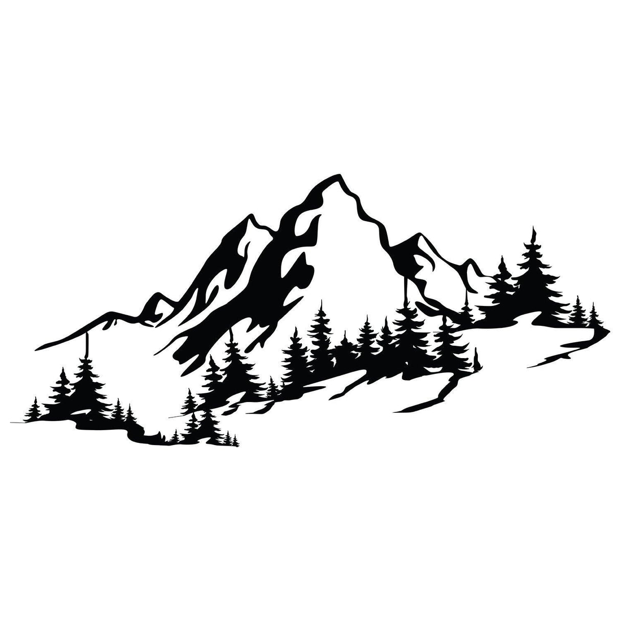 Decoratiune de perete Metal Mountain 3, Negru, 30x67 cm