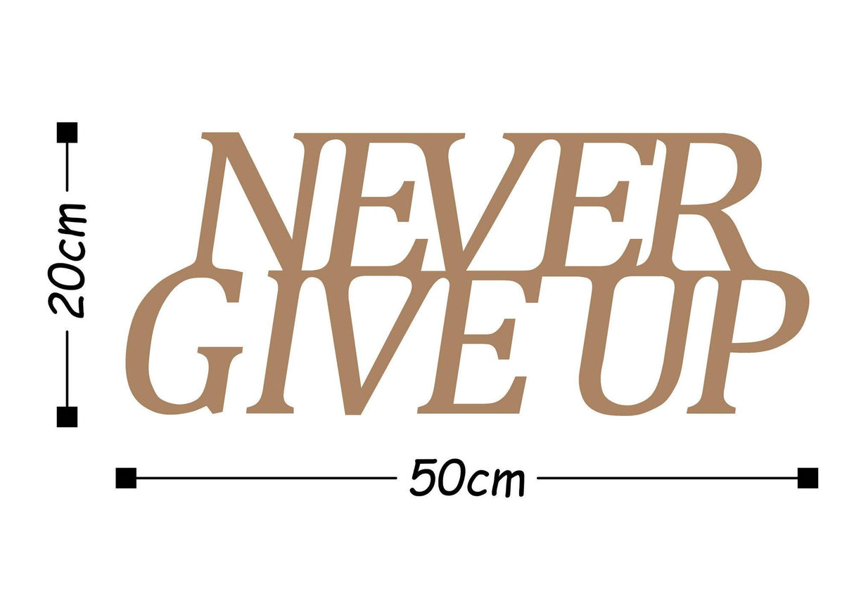 Decoratiune de perete Metal Never Gıve Up-metal, Cupru, 20x50 cm - Cupru