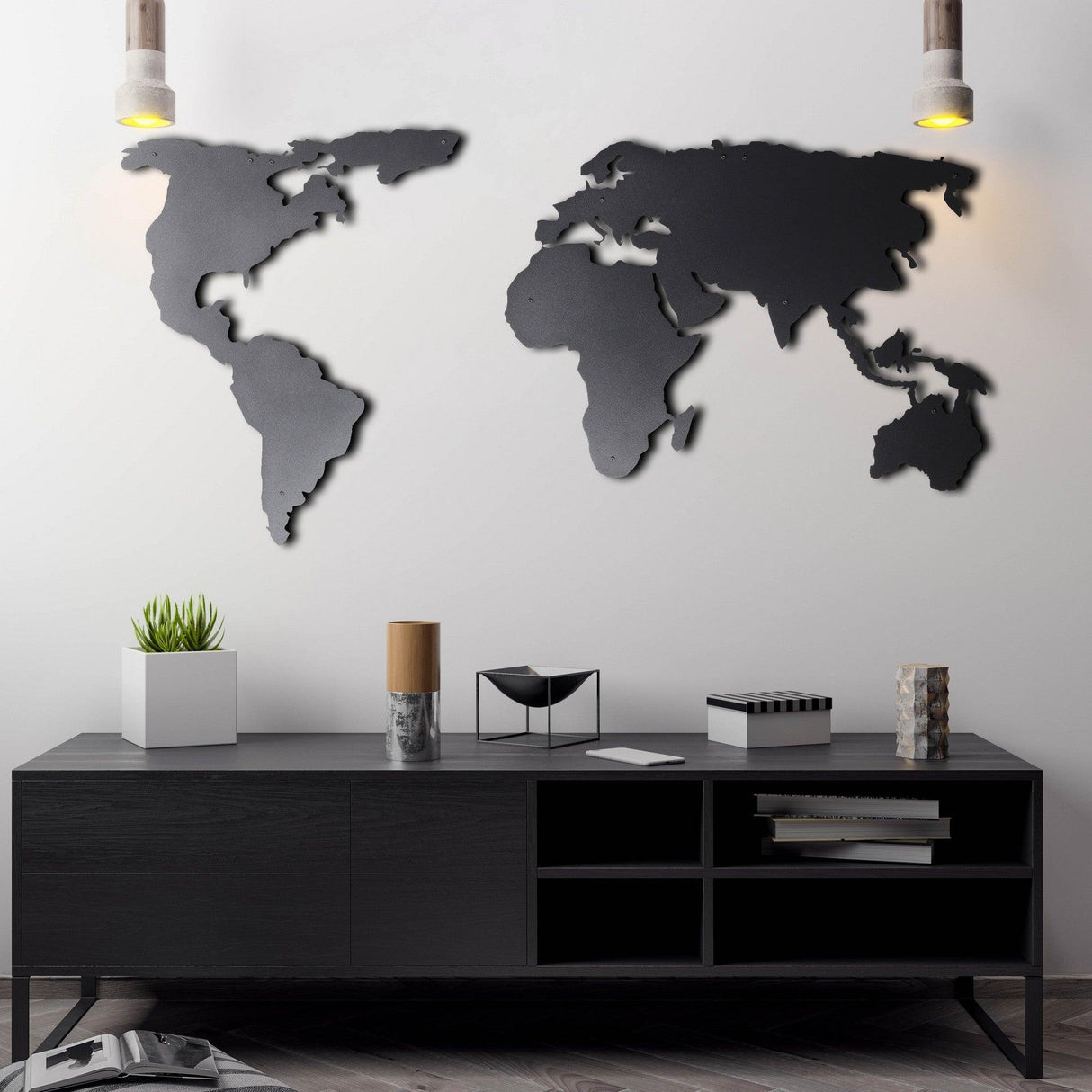 Decoratiune de perete Metal Tanelorn, Negru, 120x60 cm