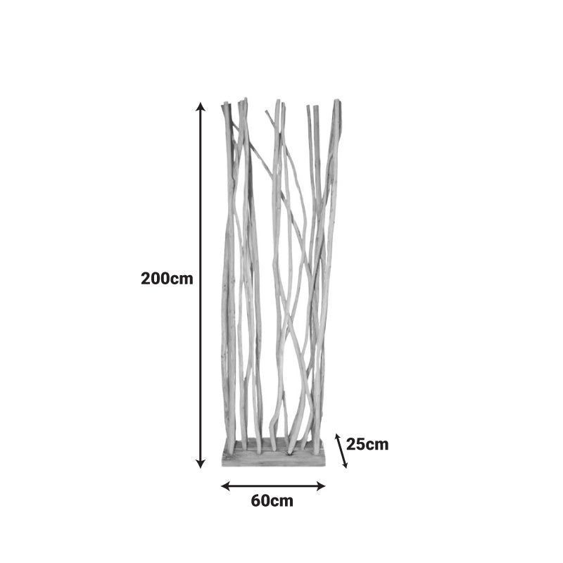 Decoratiune de podea din lemn teak-suar Barbin, Natur, 60x25x200 cm
