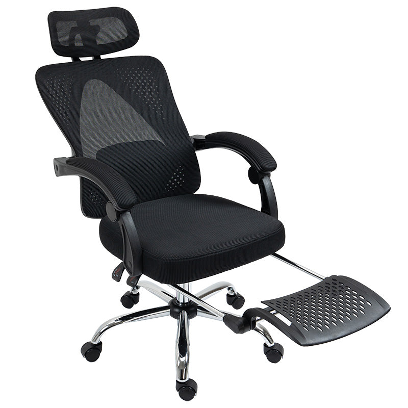 Director scaun de birou cu suport pentru picioare, plasa, negru, 62x124x58 cm
