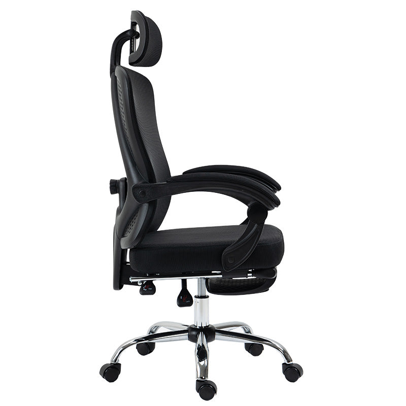 Director scaun de birou cu suport pentru picioare, plasa, negru, 62x124x58 cm