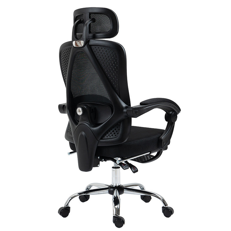 Director scaun de birou cu suport pentru picioare, plasa, negru, 62x124x58 cm