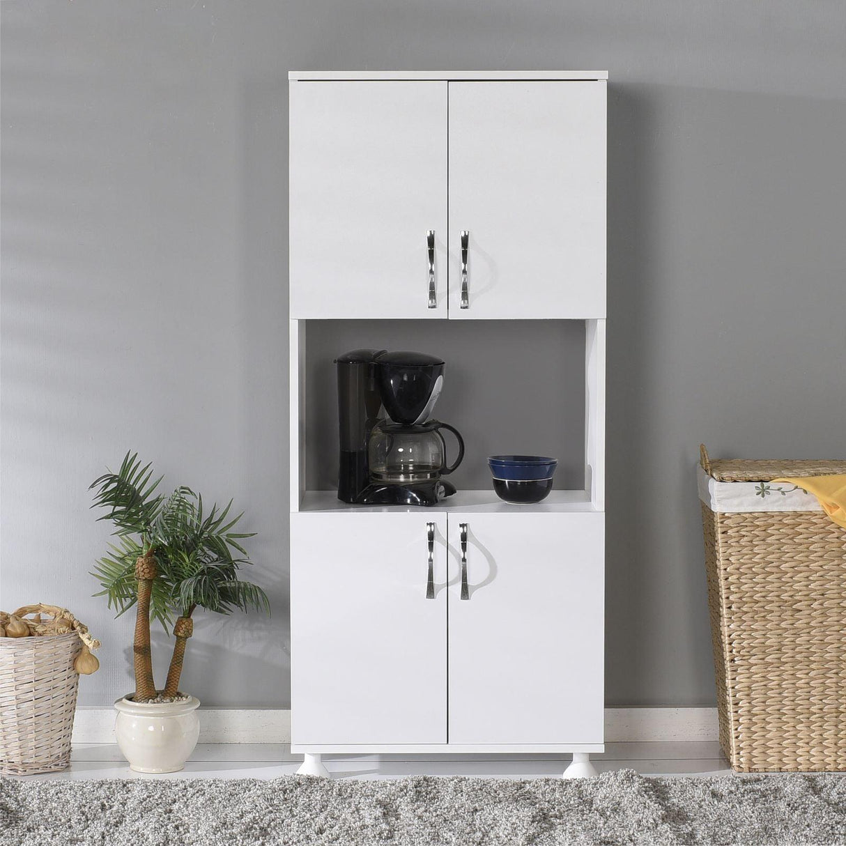Dulap A2624 Home Collection® Diamond, Multifunctional, 4 usi, 1 raft, Alb, 56x161x32 cm