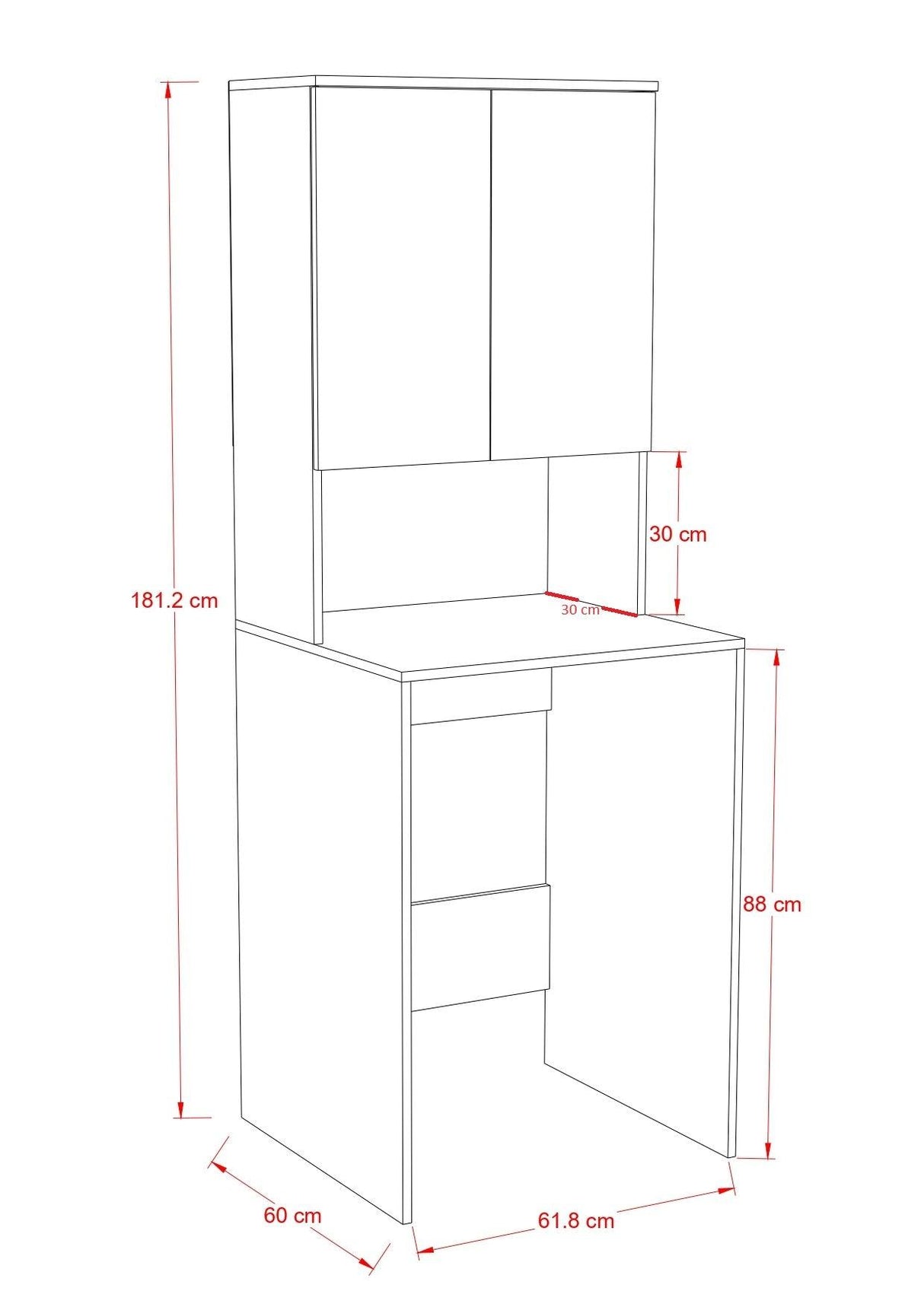 Dulap Baie ADR-482-BB-1 Home Collection® cu Loc Pentru Masina de Spalat, 3 Rafturi, 2 Usi, Alb, 65x182x60 cm