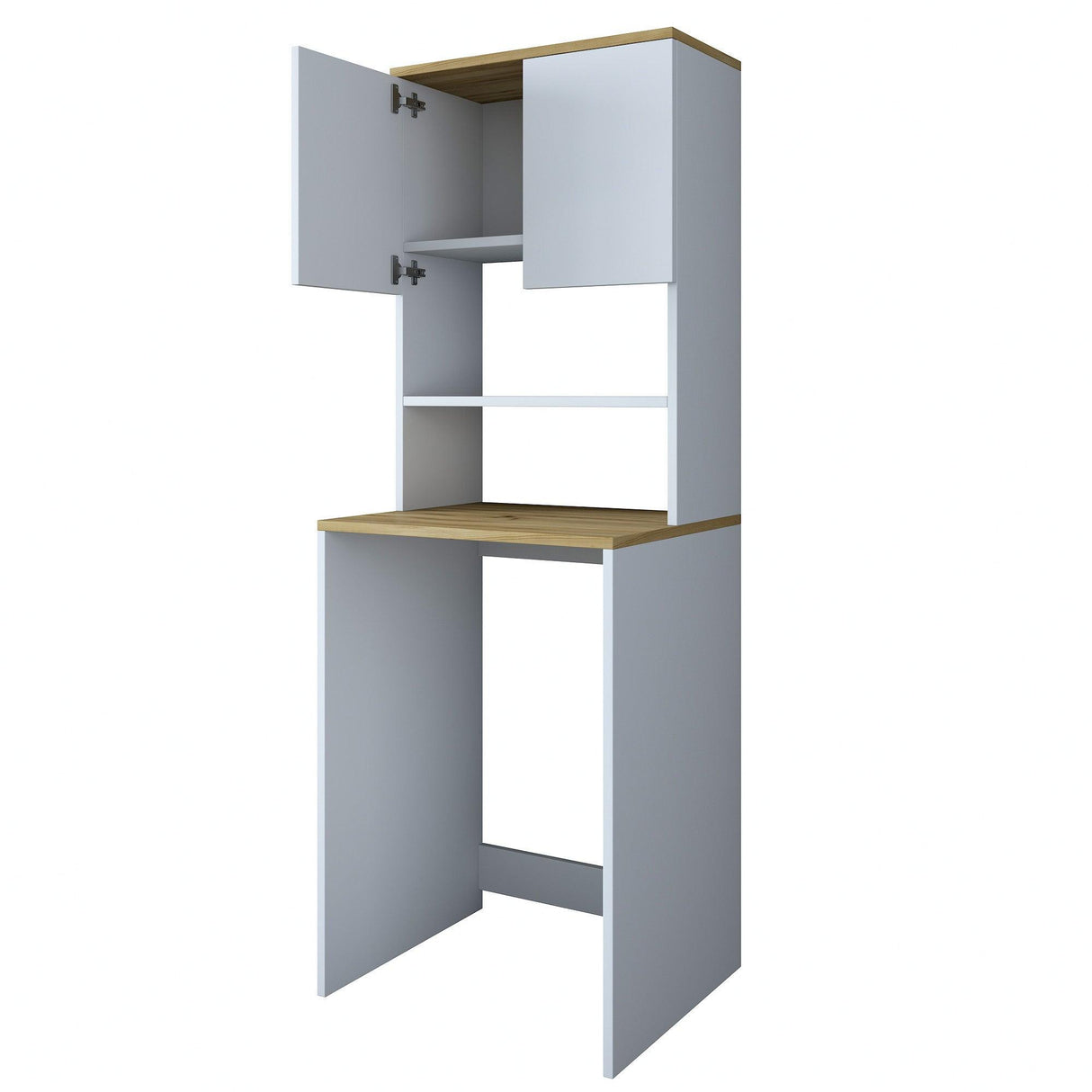 Dulap Baie cu loc pentru Masina de Spalat, 2 Usi si 2 Rafturi, Alb, 65x60x183.6 cm