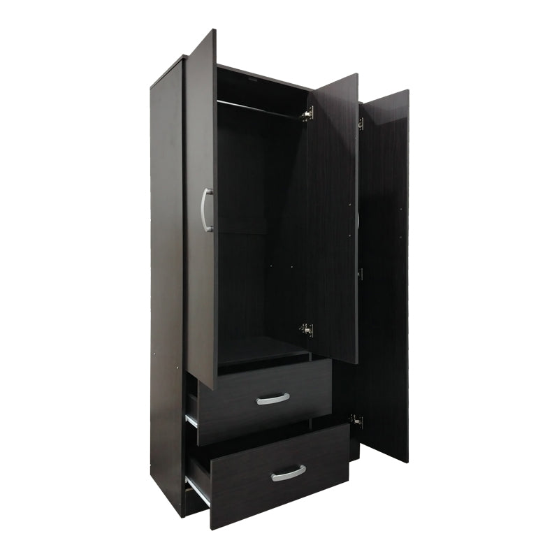 Dulap Athos cu 3 usi si 2 sertare, 90x42x180 cm - Nuc