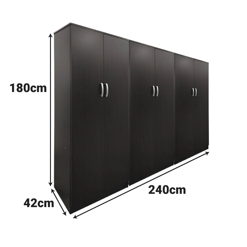 Dulap Athos cu 6 usi, 240x42x180 cm - Nuc