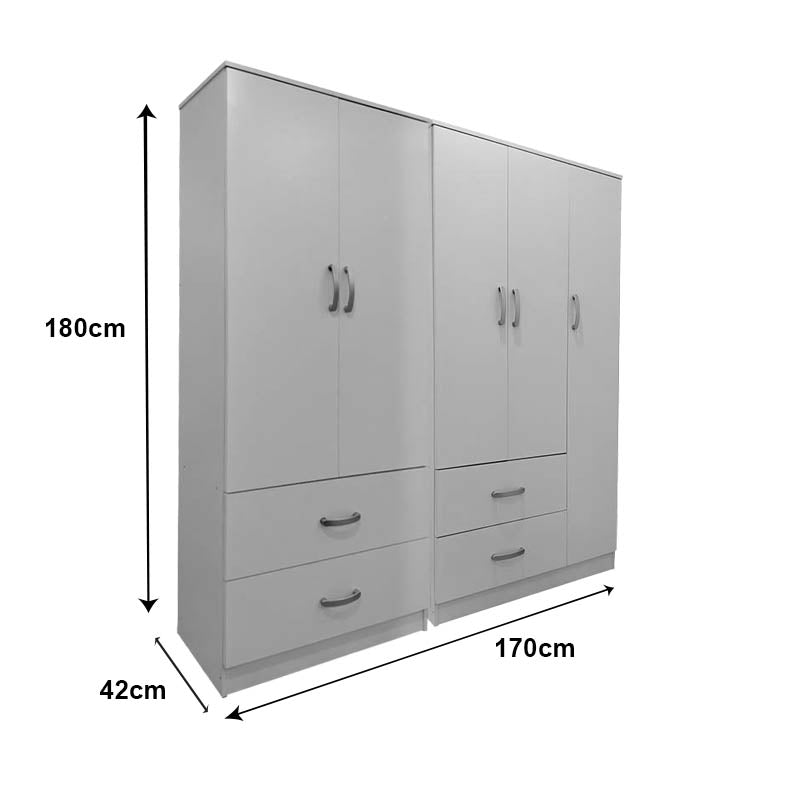 Dulap Athos cu 5 usi, 170x42x180 cm - Alb