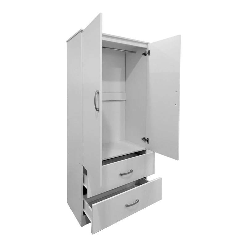 Dulap Athos cu 2 usi si 2 sertare, 80x42x180 cm - Alb
