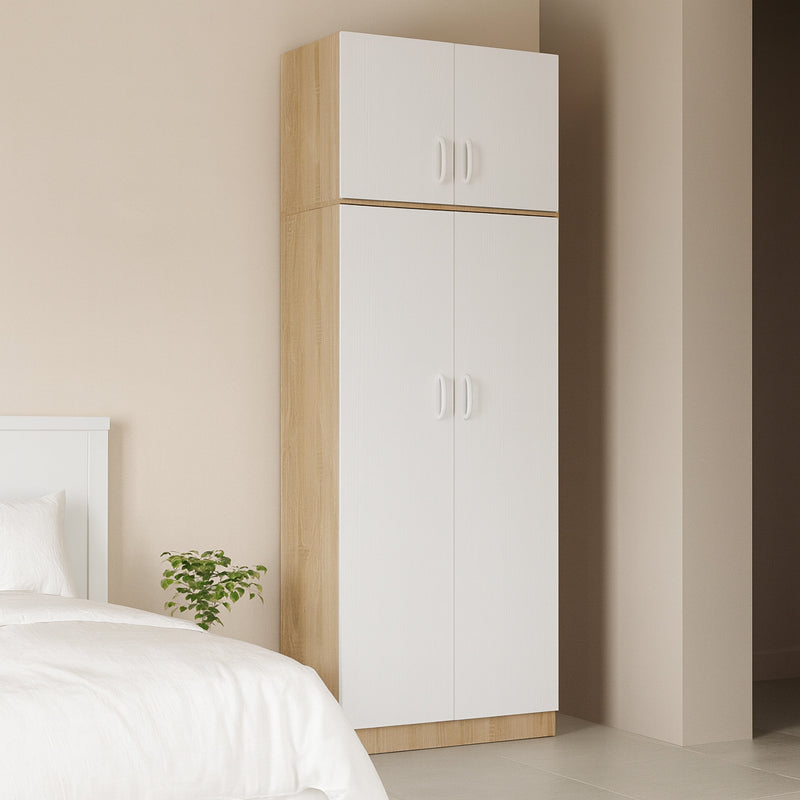 Dulap Athos cu 2 usi si loft, 80x42x240 cm - Dulap Athos cu 2 usi si loft, 80x42x240 cm - 383-000087