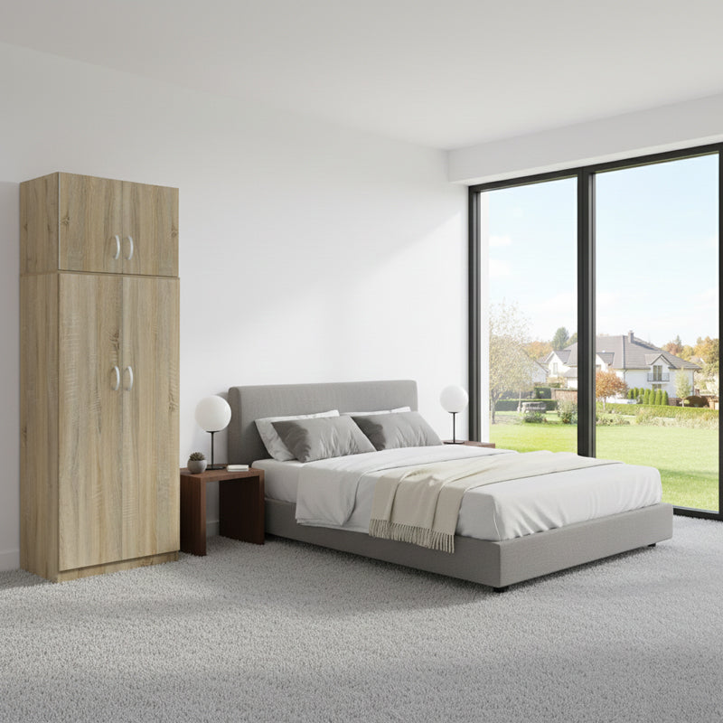 Dulap Athos cu 2 usi si loft, 80x42x240 cm - Dulap Athos cu 2 usi si loft, 80x42x240 cm - 383-000083