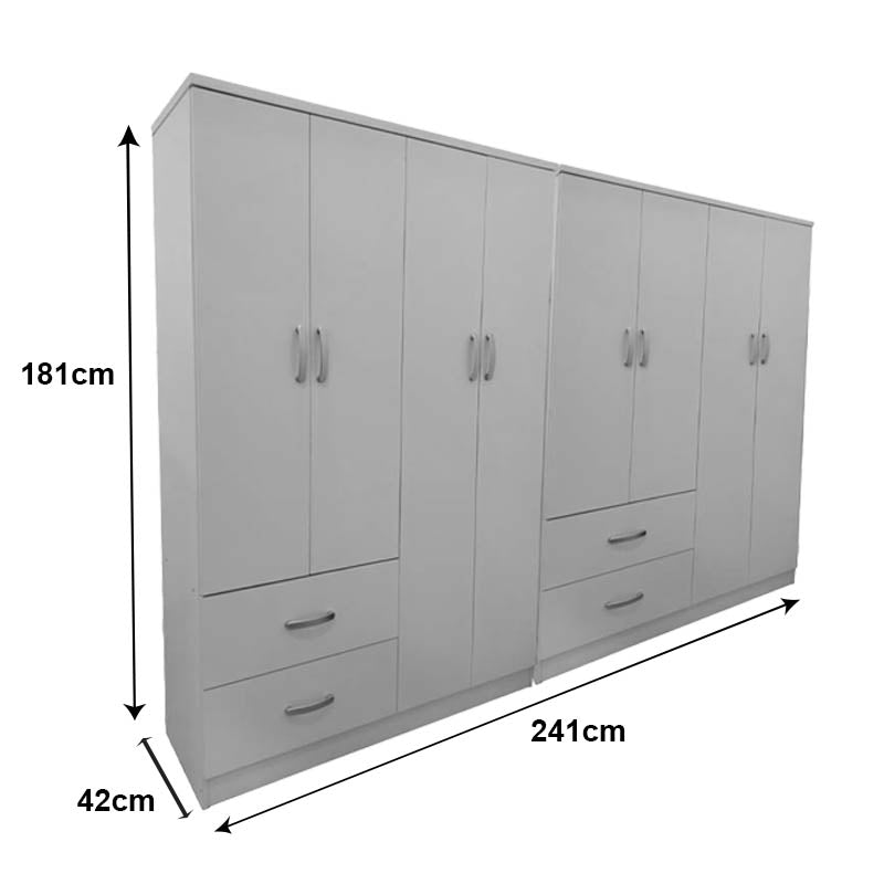 Dulap Lego cu 8 usi, 241x42x181 cm - Alb