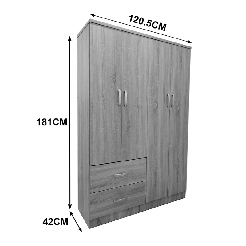 Dulap Lego cu 4 usi si 2 sertare, 121x42x181 cm - Alb