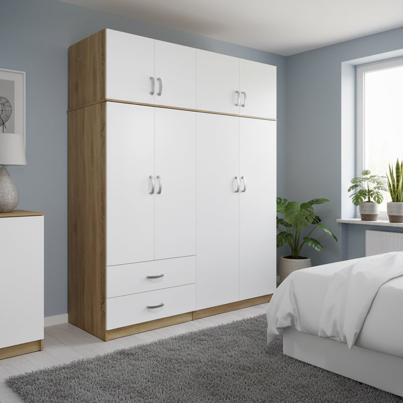 Dulap Athos cu 4 usi si loft, 160x42x240 cm - Dulap Athos cu 4 usi si loft, 160x42x240 cm - 383-000271